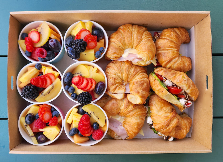 Filled croissant & fruit pot combo